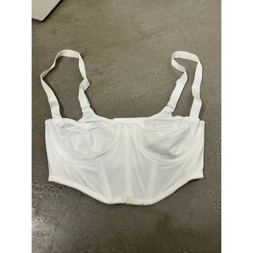 SKIMS LOGO SHINE DEMI CORSET BRA | White in 32B